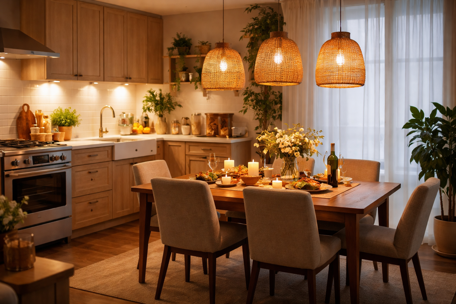 Thắp sáng góc bếp và bàn ăn - Ảnh 1.