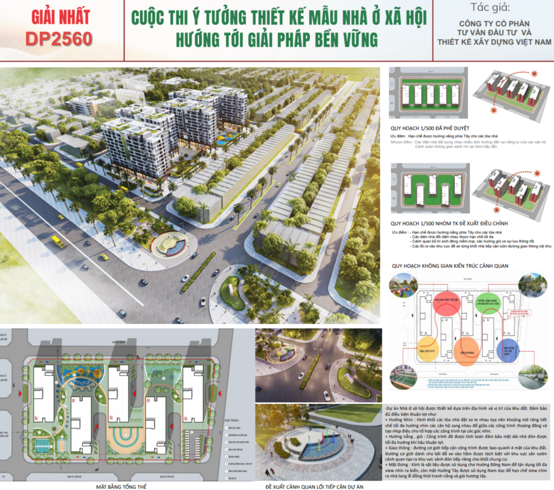 Một trong các tác phẩm đạt giải Nhất cuộc thi Ý tưởng thiết kế mẫu nhà ở xã hội hướng tới giải pháp bền vững.