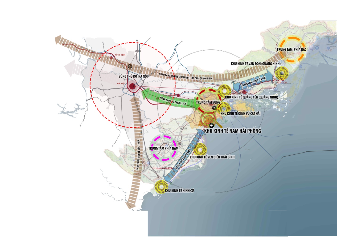 Bản đồ mối liên hệ vùng của KKTVB phía Nam Hải Phòng.