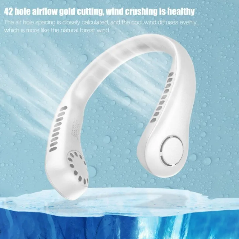Portable Bladeless Neck Fan  USB Rechargeable 360° Hands Free Neck Cooler  Personal Wearable Cooling Fan 1200mAh