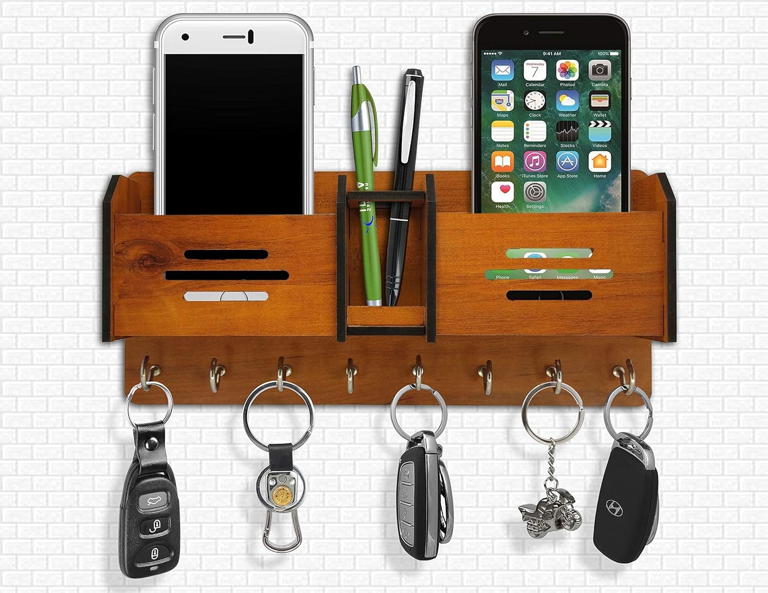 Wooden Wall Key Holder  Multipurpose Wooden Key Hanger  Decorative Wall Organizer for Home & Office