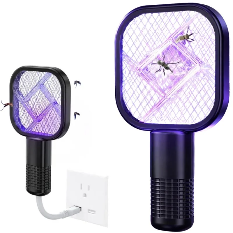Portable Mini Mosquito Swatter  USB Rechargeable Electric Bug Zapper with LED Night Light  Random color Mini Mosquito Swatter