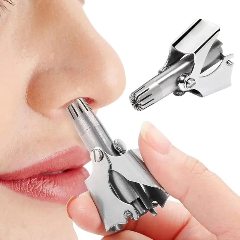Manual Stainless Steel Nose & Ear Hair Trimmer  Painless Battery Free Precision Grooming Tool with Cleaning Brush
