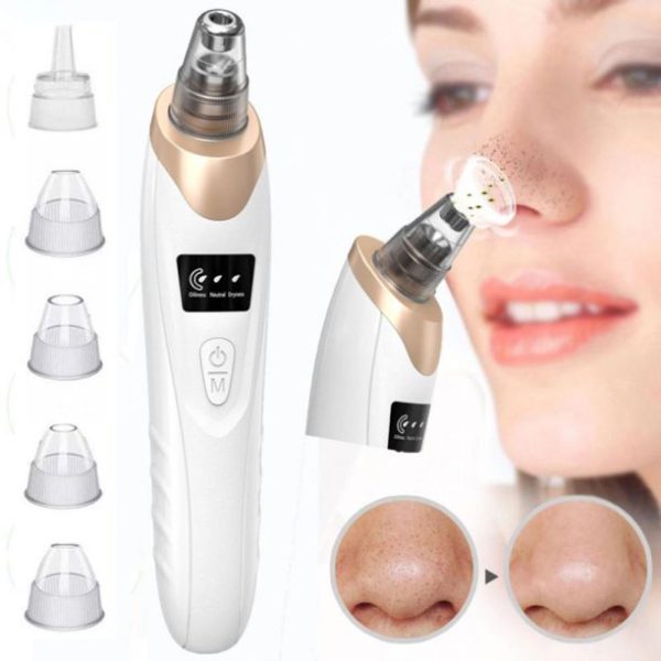 Electric Blackhead Suction Remover with LED Display  USB Rechargeable Pore Vacuum Cleaner with 5 Probes