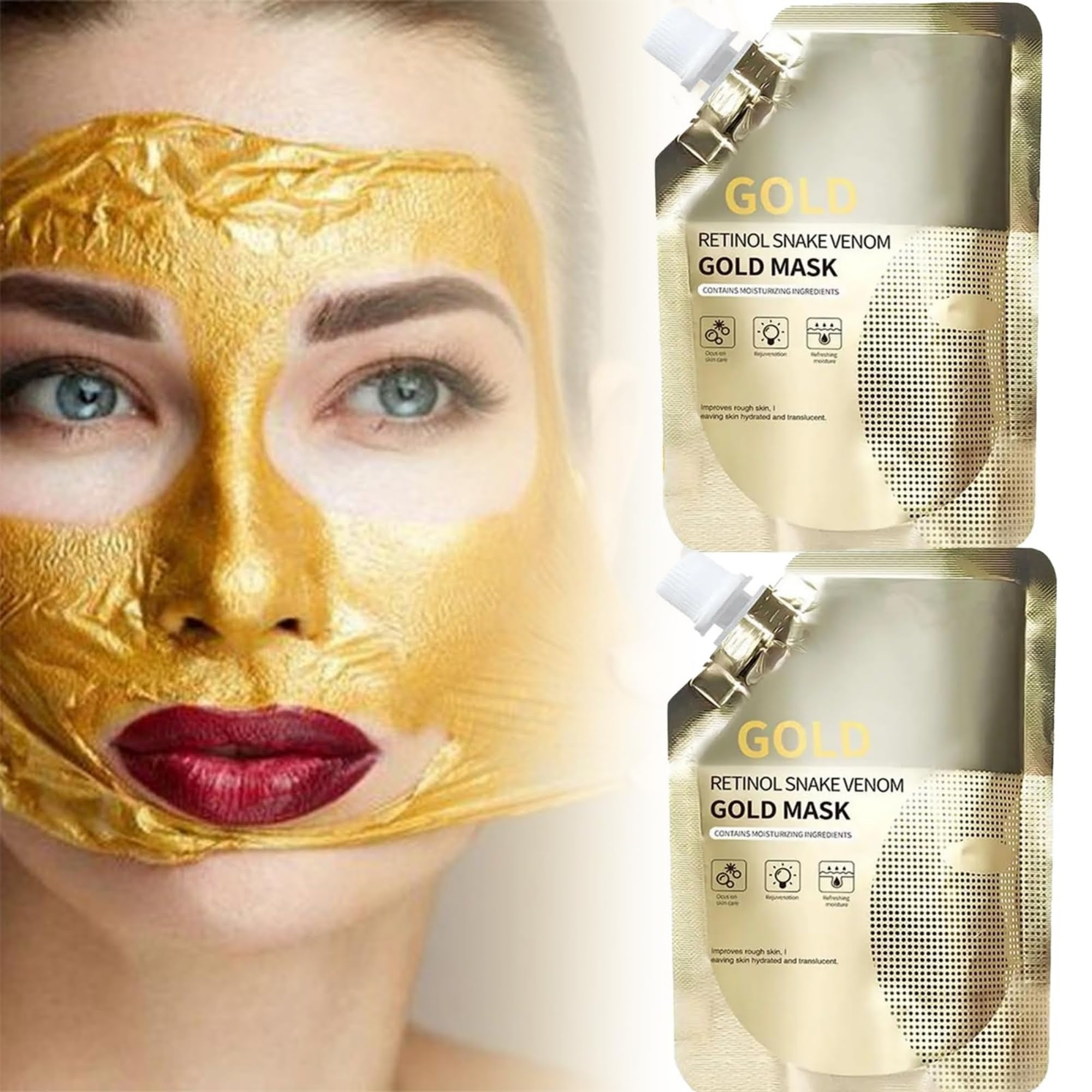 Retinol Snake Venom Peptide Gold Mask 100g  Anti Aging Moisturizing & Brightening Face Mask
