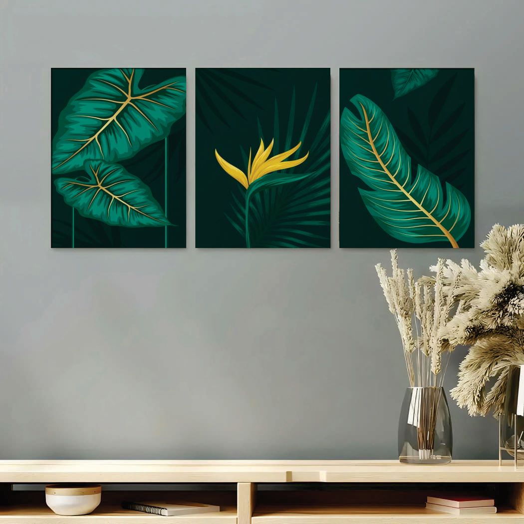 Set of 3 Premium Wall Art Photo Tiles  Modern Home Decor Sets 8 11  With Frame