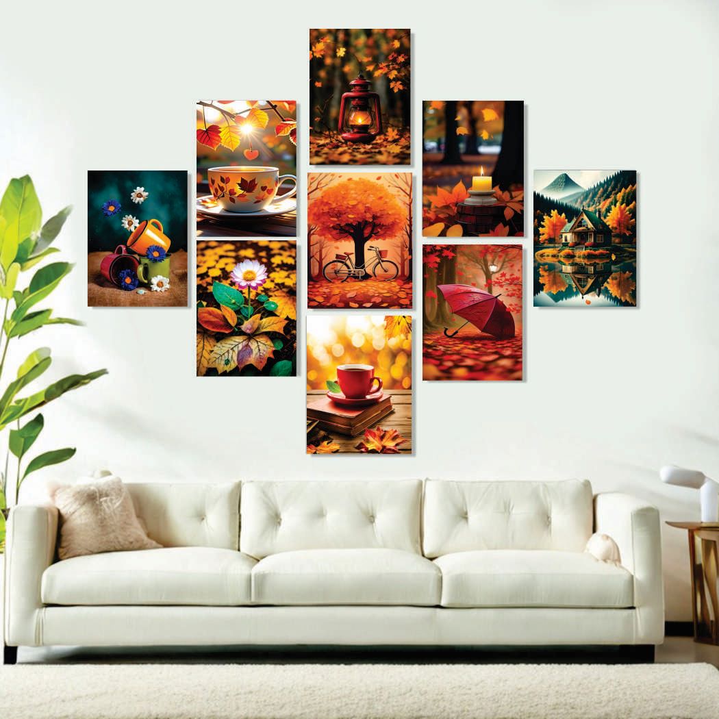 Set of 9 Premium Wall Art Photo Tiles   Modern Home Decor Sets 8x11