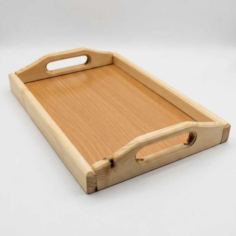 Wooden Serving Tray  Natural Wood Multipurpose Serving Tray Premium Quality  Size : 10.5 × 7