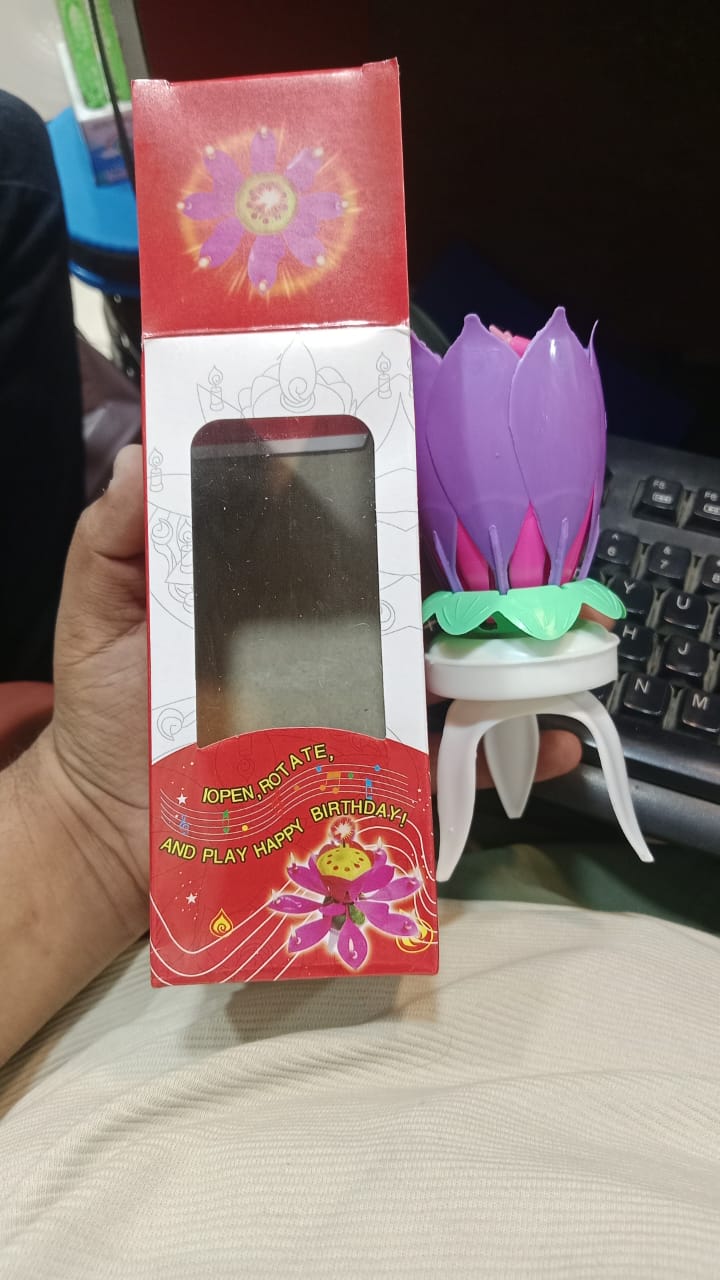 Melody Birthday Candle Musical Flower Candle  Rotating Petals with Colorful Flames & Happy Birthday Tune  Large Size