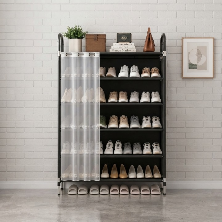 6 Layer Dustproof Indoor Shoe Rack  Home Accessory Designed For Footwear Storage And Organization Routine