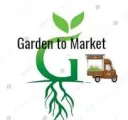 Green 'Garden to Market' logo with leaves, roots, and a brown market truck displaying fresh plants, ideal for a grower's profile.