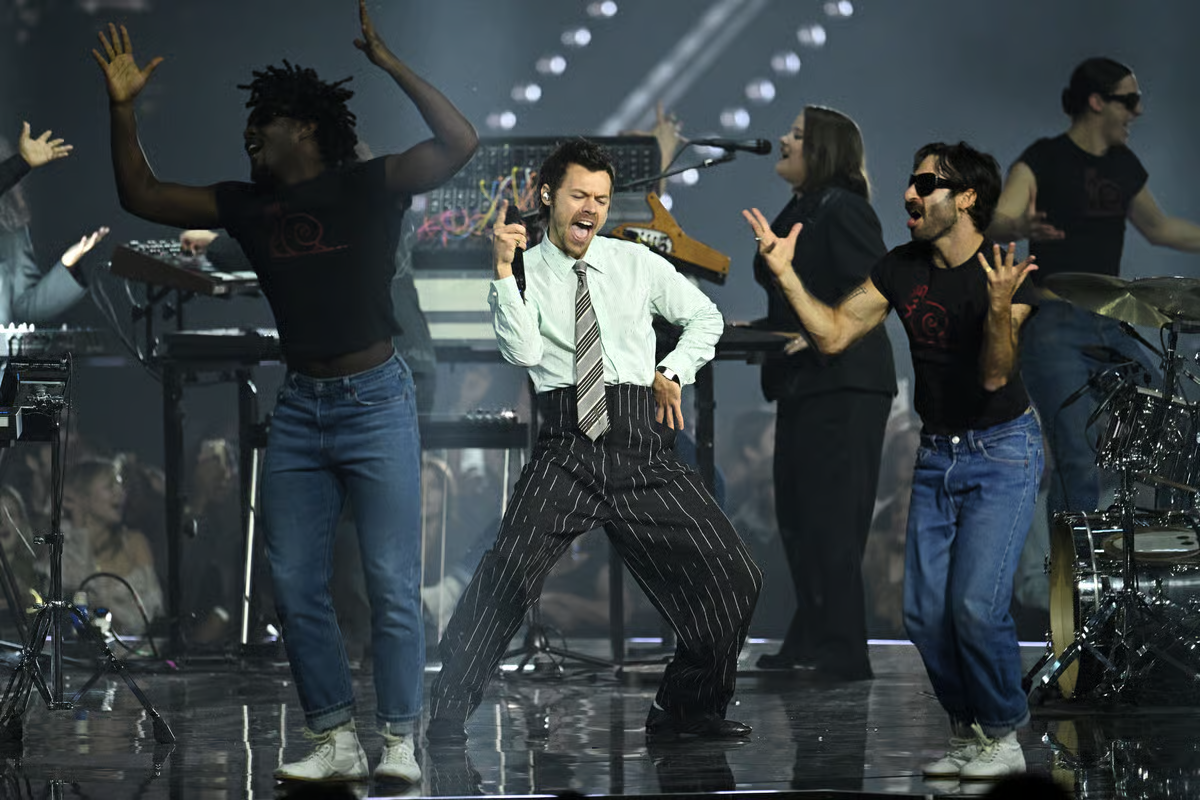 Harry Styles performing at Wembley Stadium