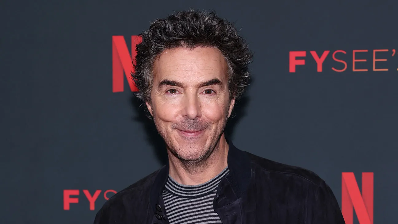 Shawn Levy in a navy jacket and striped shirt at a Netflix FYSEE event.
