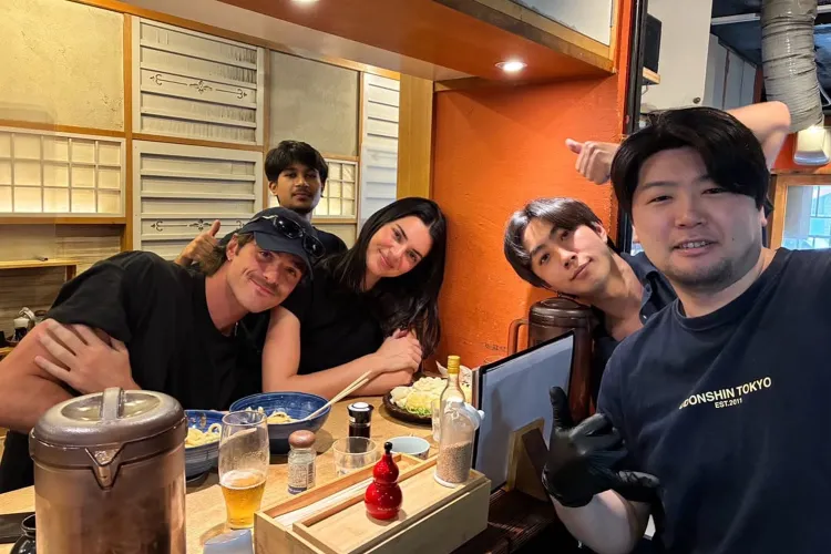 Jacob Elordi and Kendall Jenner dining at a Japanese restaurant in Tokyo.