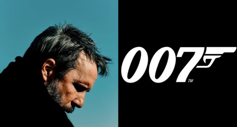 Denis Villeneuve in a side profile shot alongside the James Bond 007 logo.