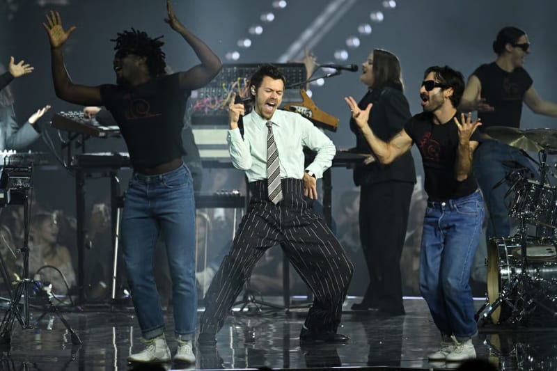 Harry Styles performing at Wembley Stadium