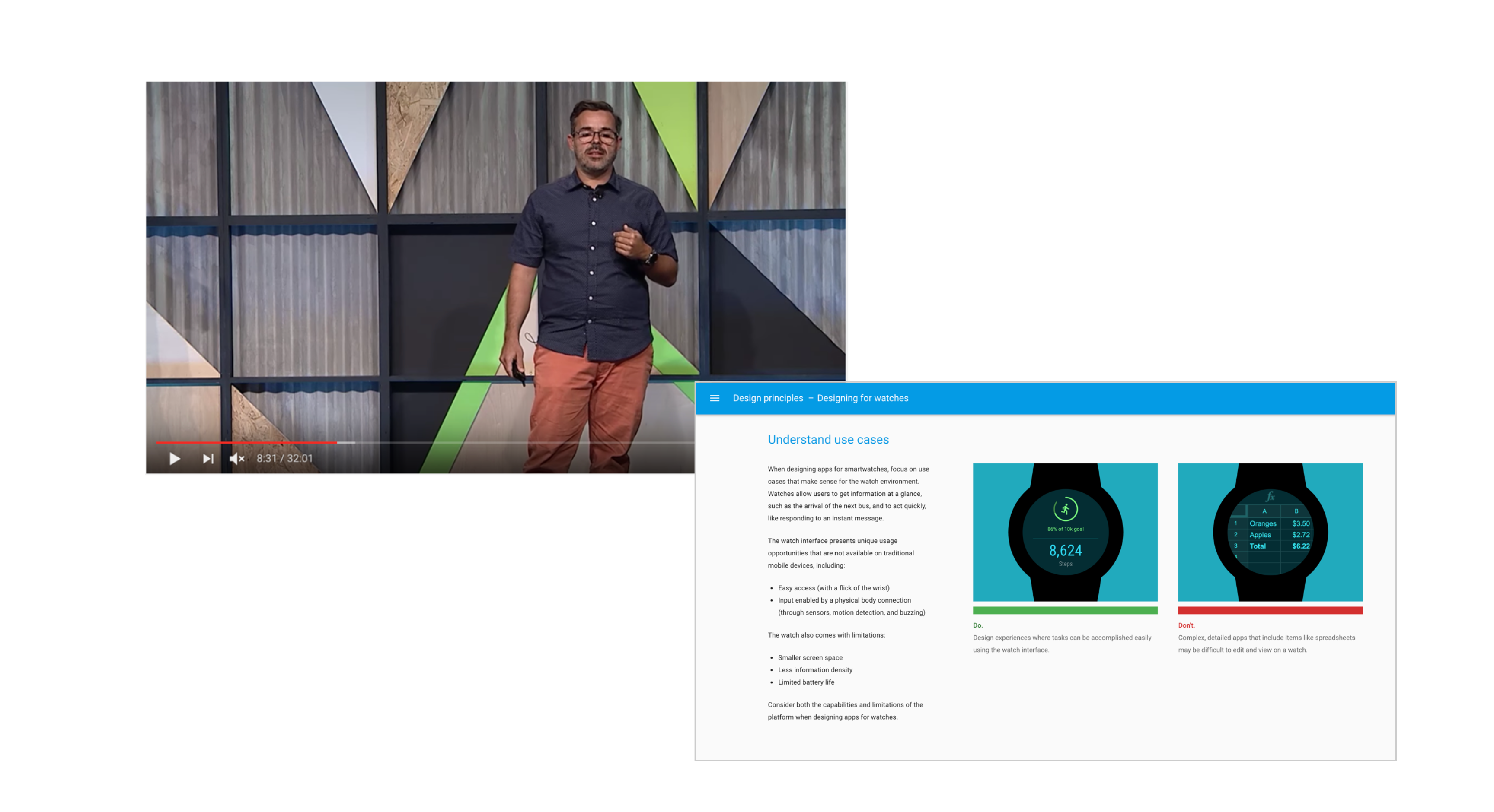 Presenting Material Design for Wearables at Google I/O 2016