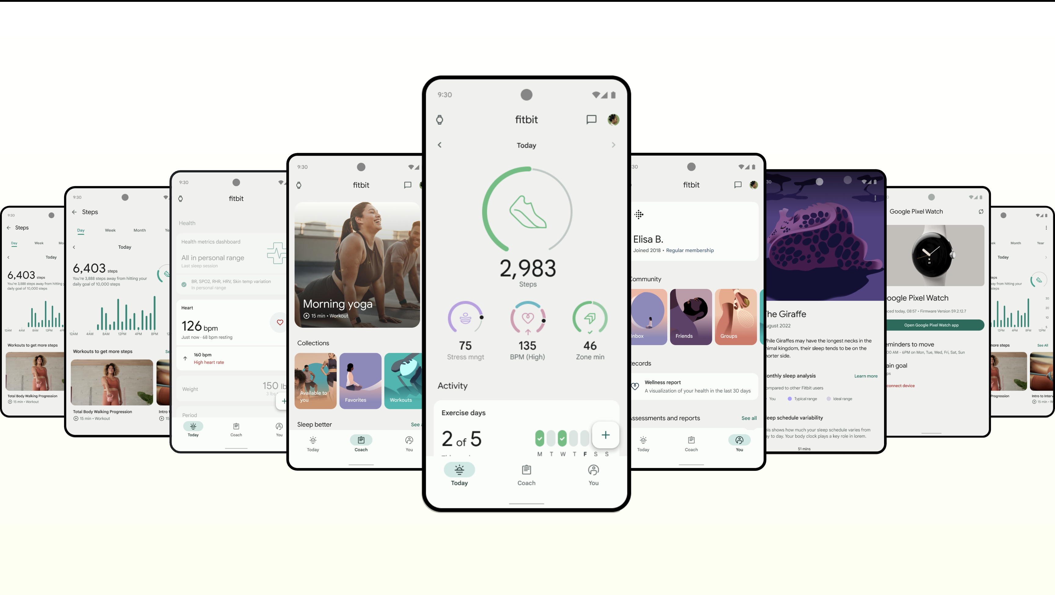 Redesign of the Fitbit mobile app, launched as a Google 1P Product, including streamlined features, a new design system, enabling it for future expansion and further connection to the Google ecosystem
