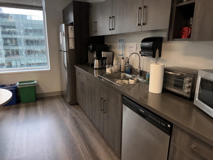 Office kitchenette before professional cleaning