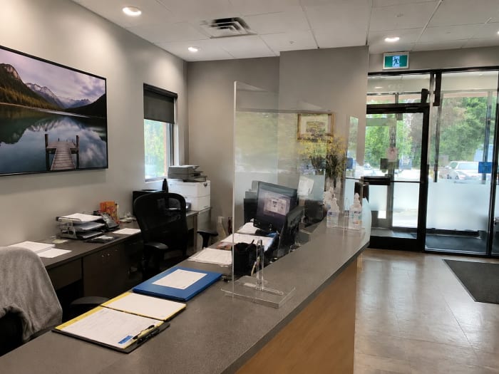 Reception area desk after professional cleaning service