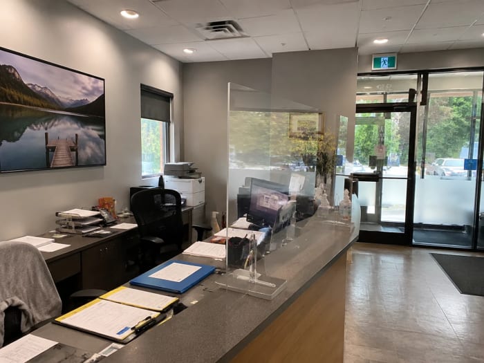 Reception area desk before professional cleaning