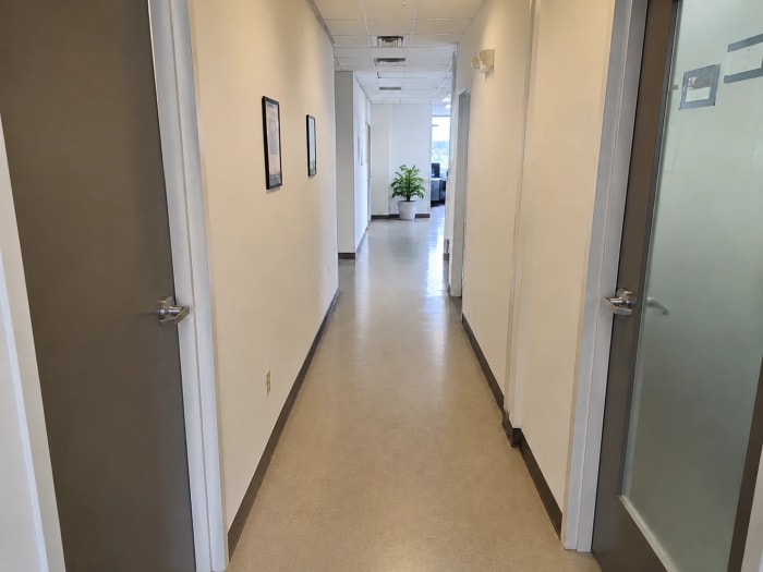 Office hallway corridor after professional cleaning service