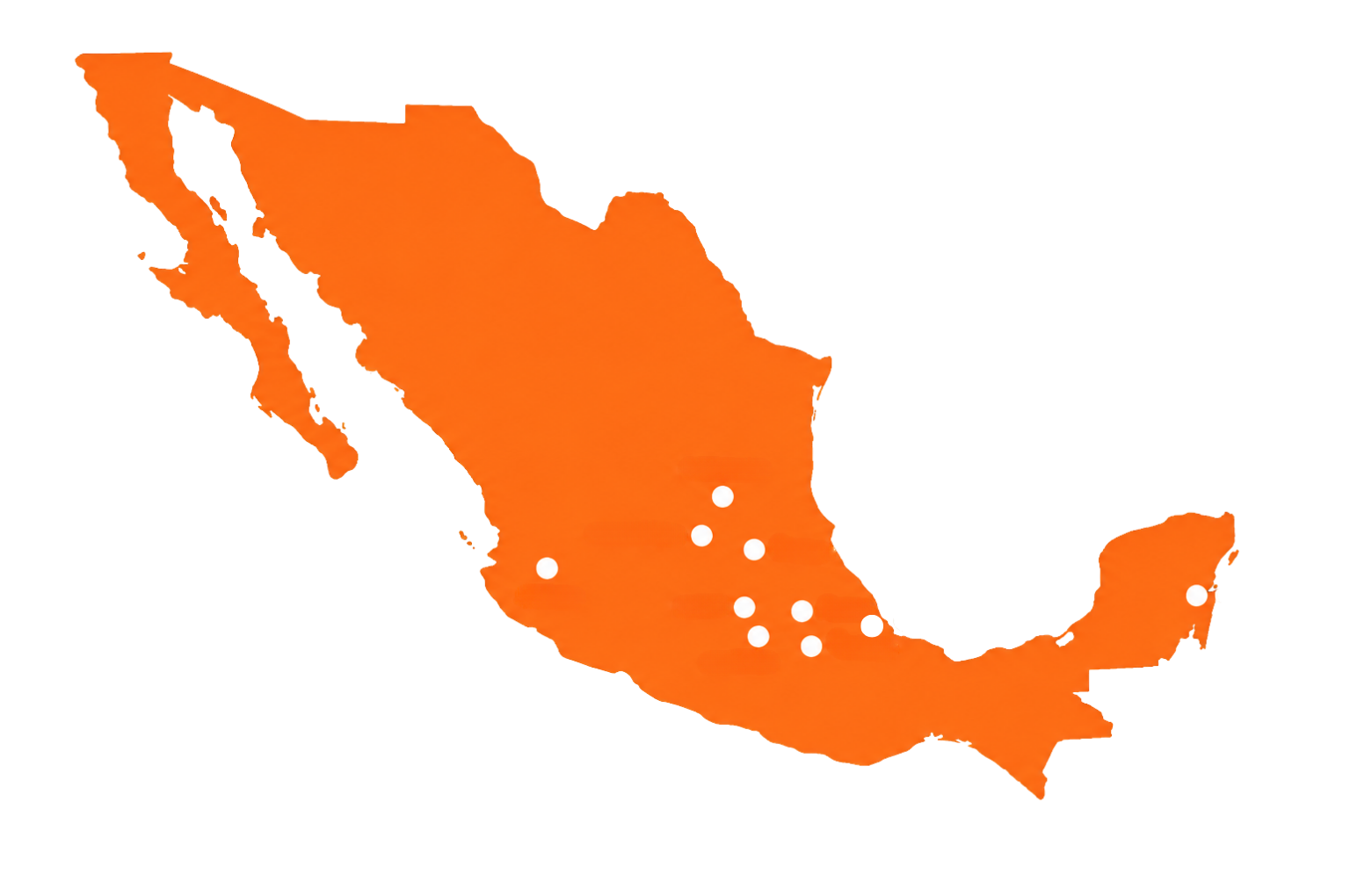 Mapa de cobertura operativa en México