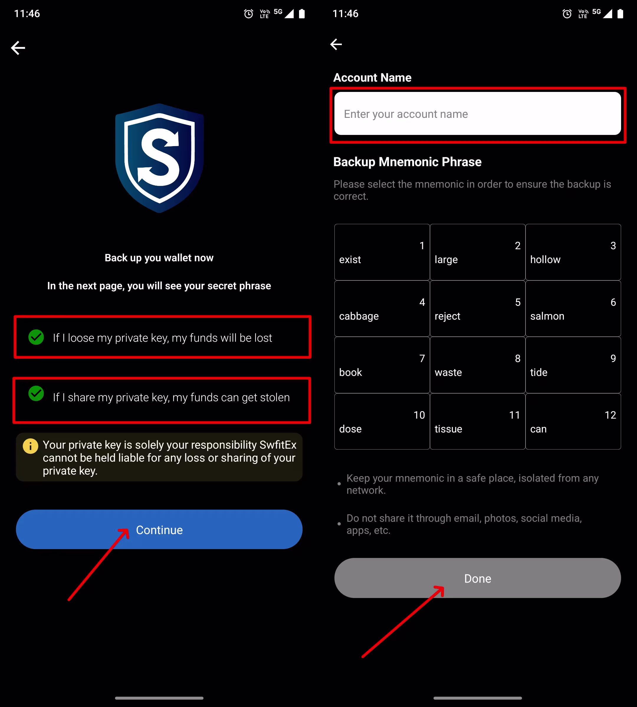 Step 3: Recovery Phrase