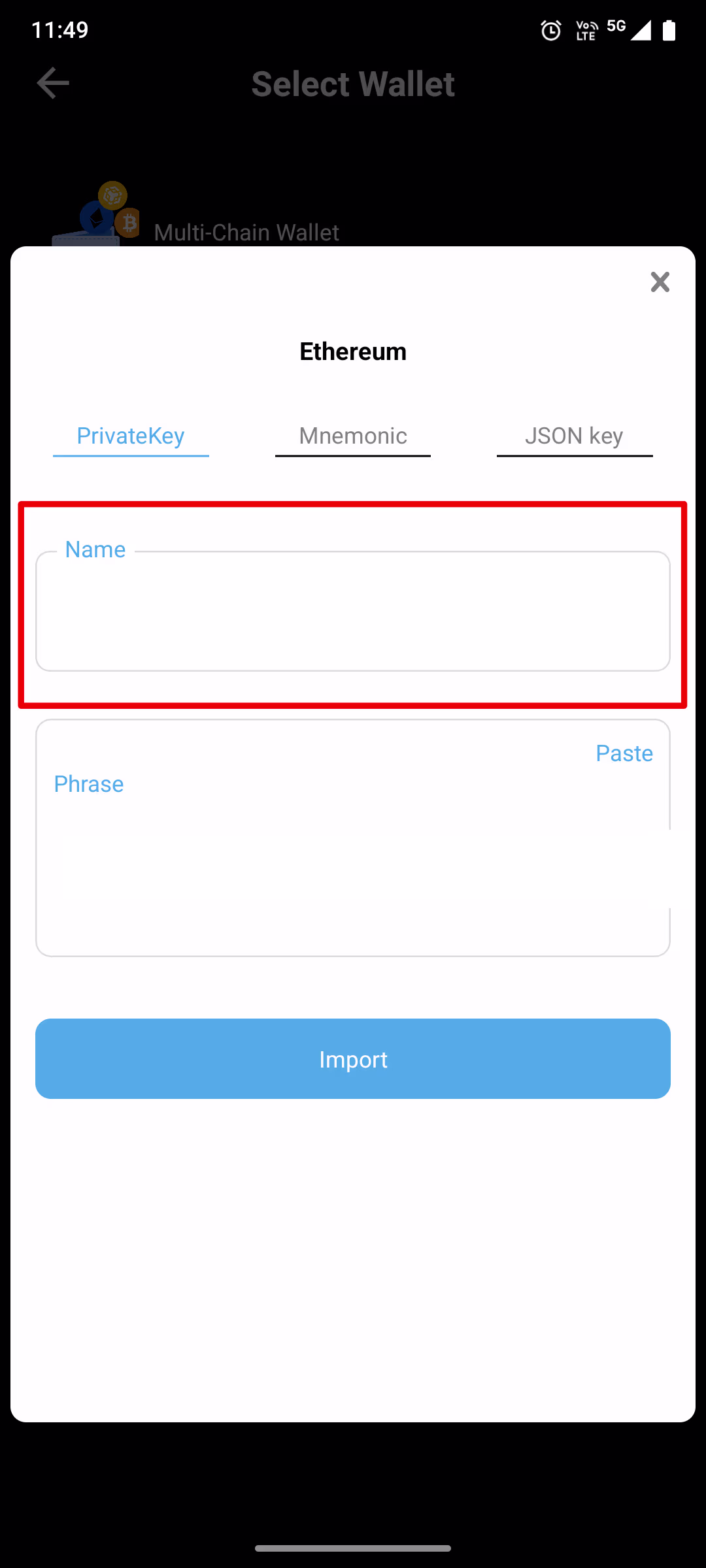 Step 2: Name Imported Wallet