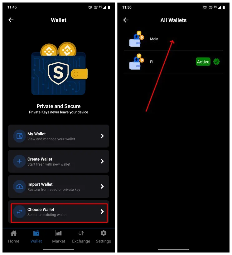 Switch Between Wallets