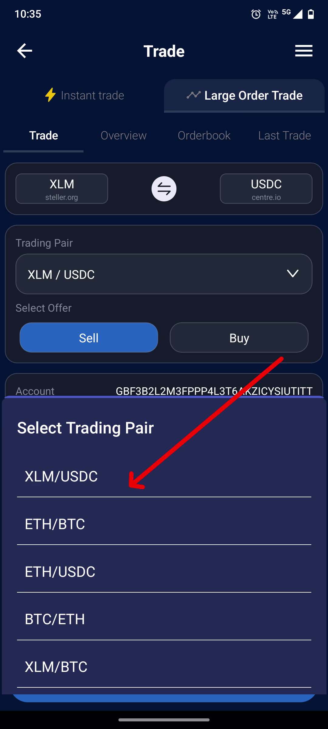 Step 2: Choose Trading Pair