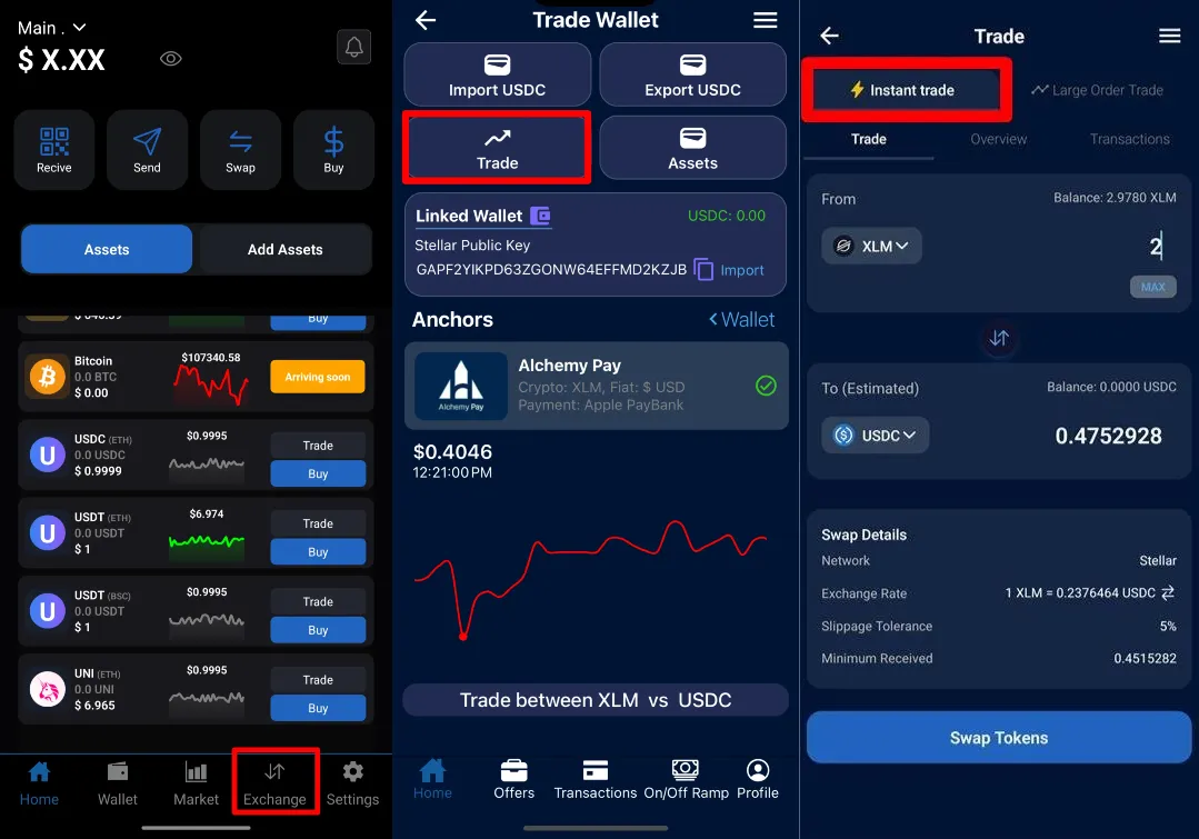 Step 1: Access Instant Trade
