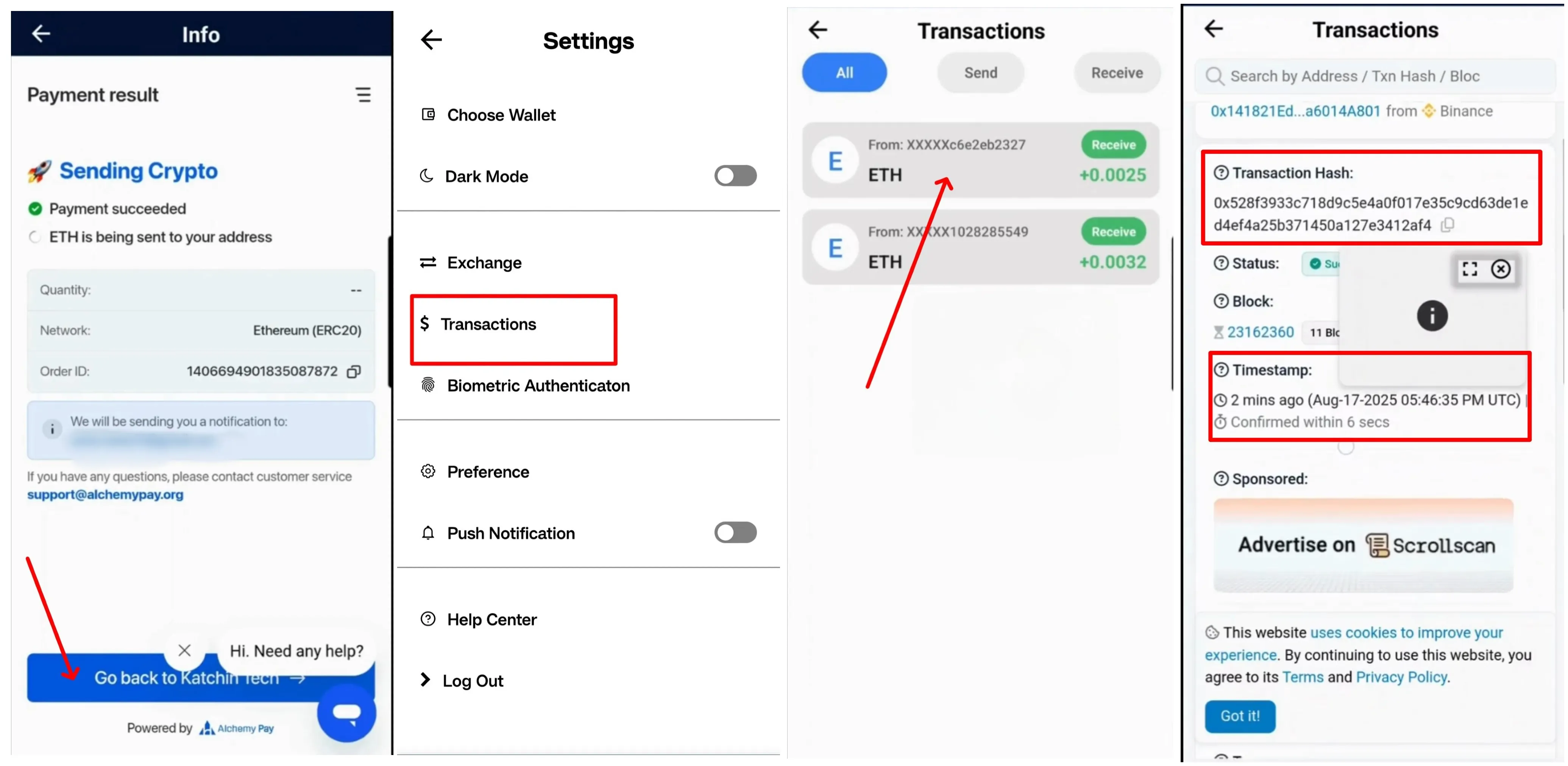 Step 6: Transction History
