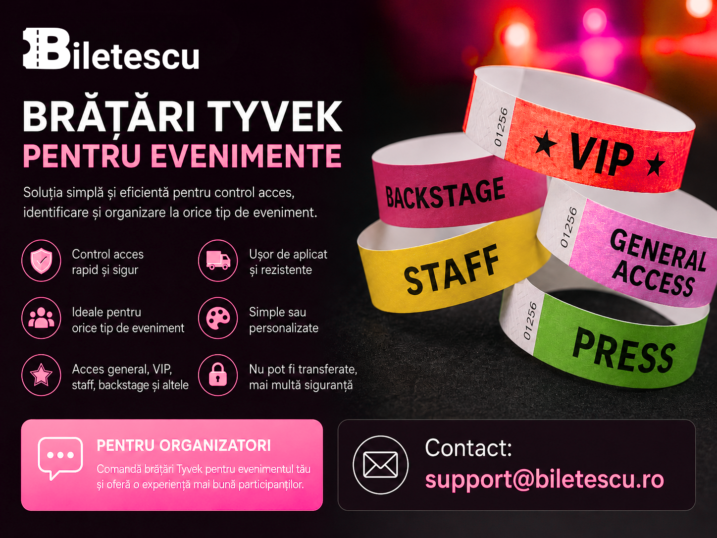 Brățări Tyvek pentru evenimente: o soluție simplă pentru control acces, VIP și staff