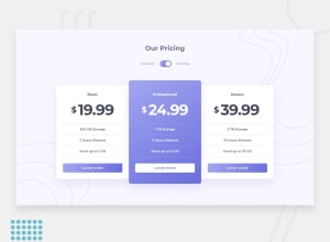 Desktop design screenshot for the Pricing component with toggle coding challenge