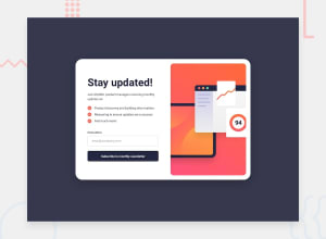 Desktop design screenshot for the Newsletter sign-up form with success message coding challenge