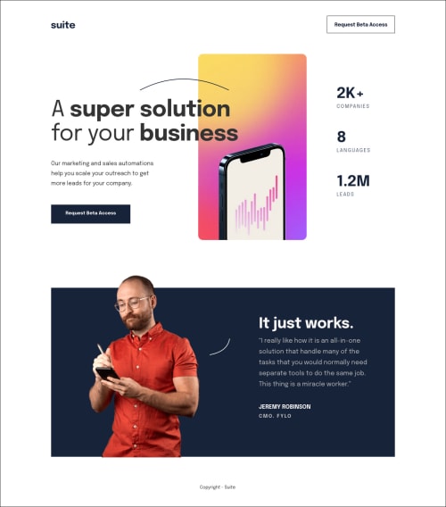This landing page was built using Webflow. coding challenge solution