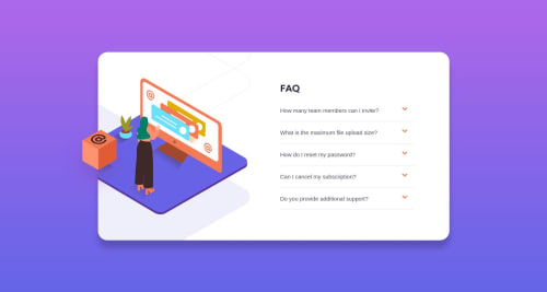 FAQ accordion with HTML CSS and JS coding challenge solution
