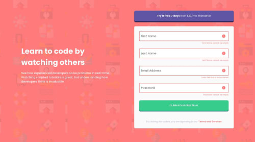 Intro component form coding challenge solution