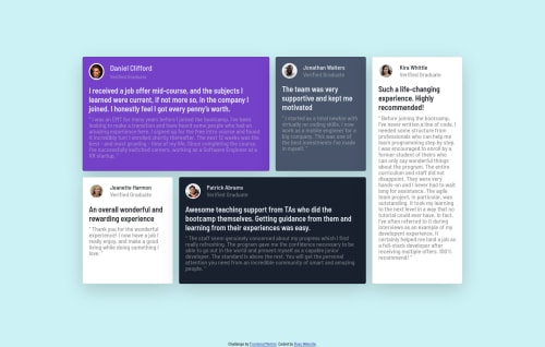 TESTIMONIALS HTML, CSS, BOOTSTRAP 5 coding challenge solution