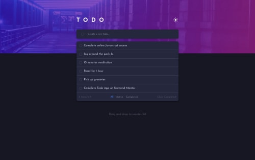 todo app main coding challenge solution | Frontend Mentor