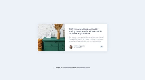 Article preview component using HTML, CSS, JS coding challenge solution