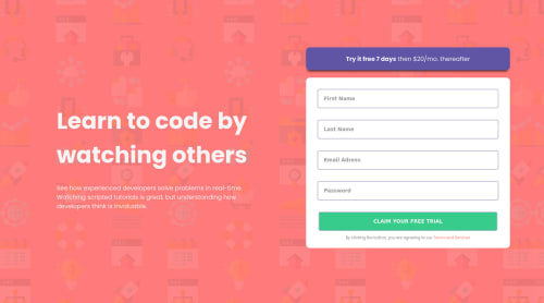 Intro component with signup form master using HTML, CSS, JS coding ...
