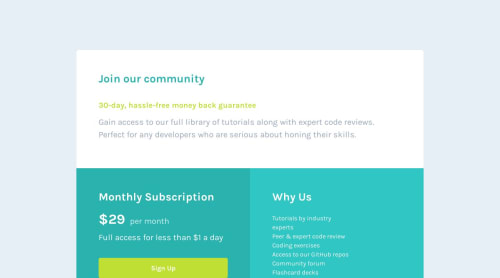 Vanilla HTML and CSS Solution coding challenge solution