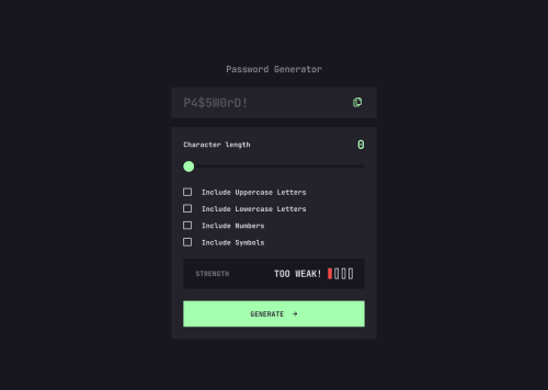 Password Generator App with React coding challenge solution