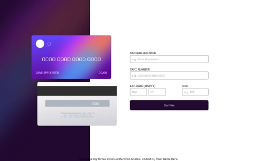 Interactive card details form with Tailwindcss coding challenge solution