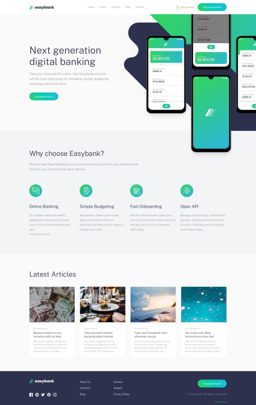Fully Responsive Landing Page With Dark Mode coding challenge solution