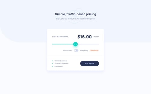Interactive pricing component - Html, Css & Js coding challenge solution