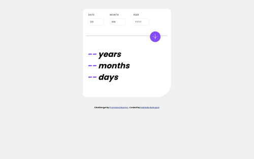 Age calculator using vanilla JavaScript, css flex box coding challenge ...