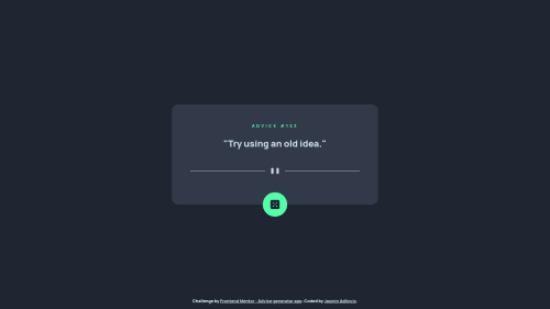 Advice generator app - HTML, CSS, JS and API coding challenge solution
